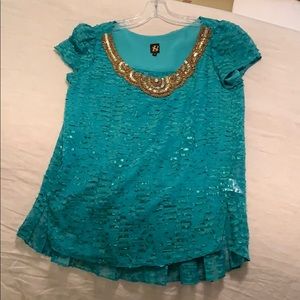 Anthropologie Tops - Anthropologie Green Embellished Top size 4 Anthropologie Tops - Anthropologie Green Embellished Top size 4
